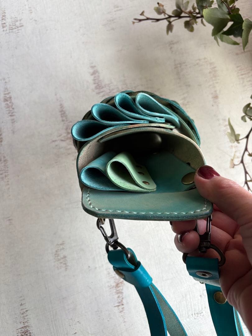 手染めターコイズマーブルのシザーケース