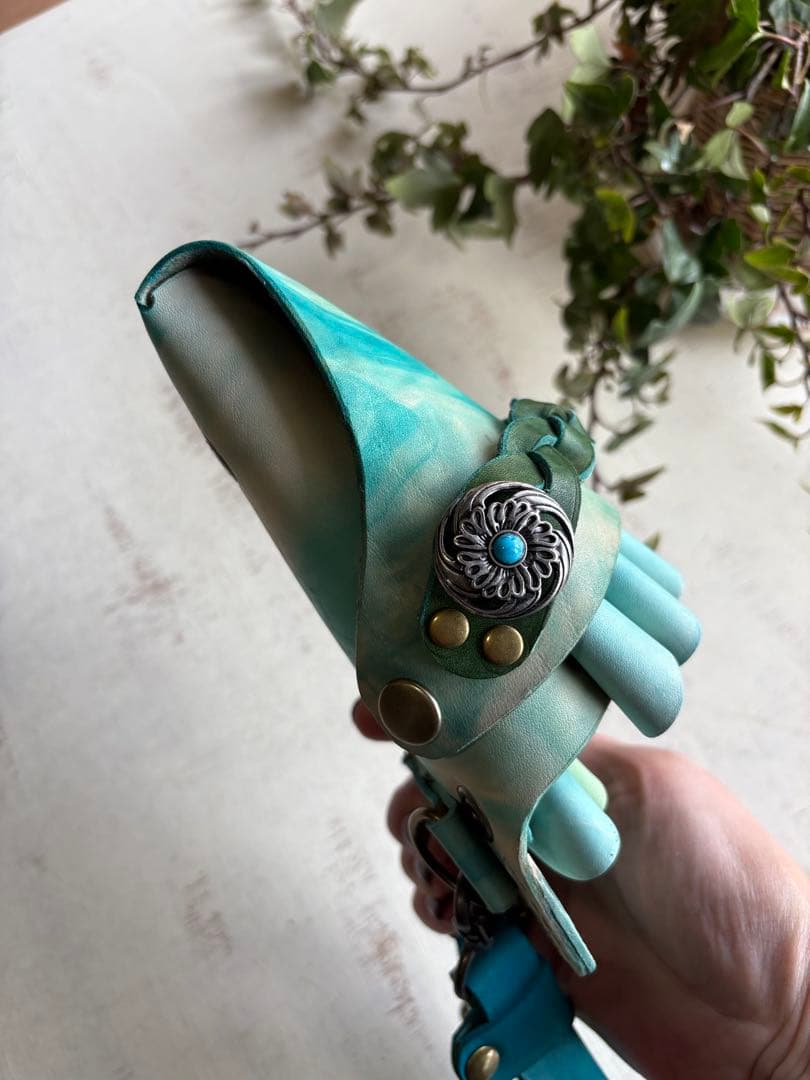 手染めターコイズマーブルのシザーケース