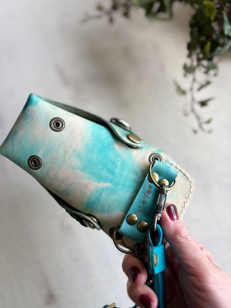 手染めターコイズマーブルのシザーケース