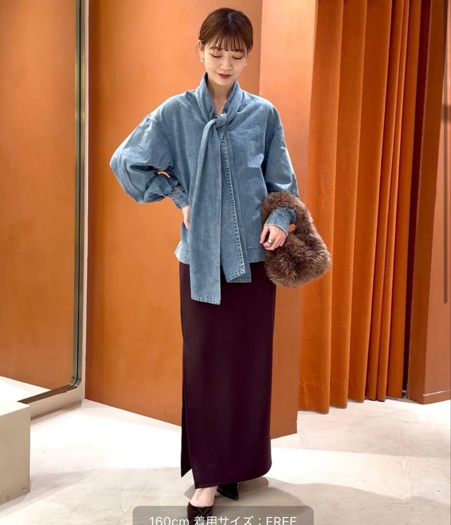 【Whim Gazette】DENIM ボウブラウス ボウタイ