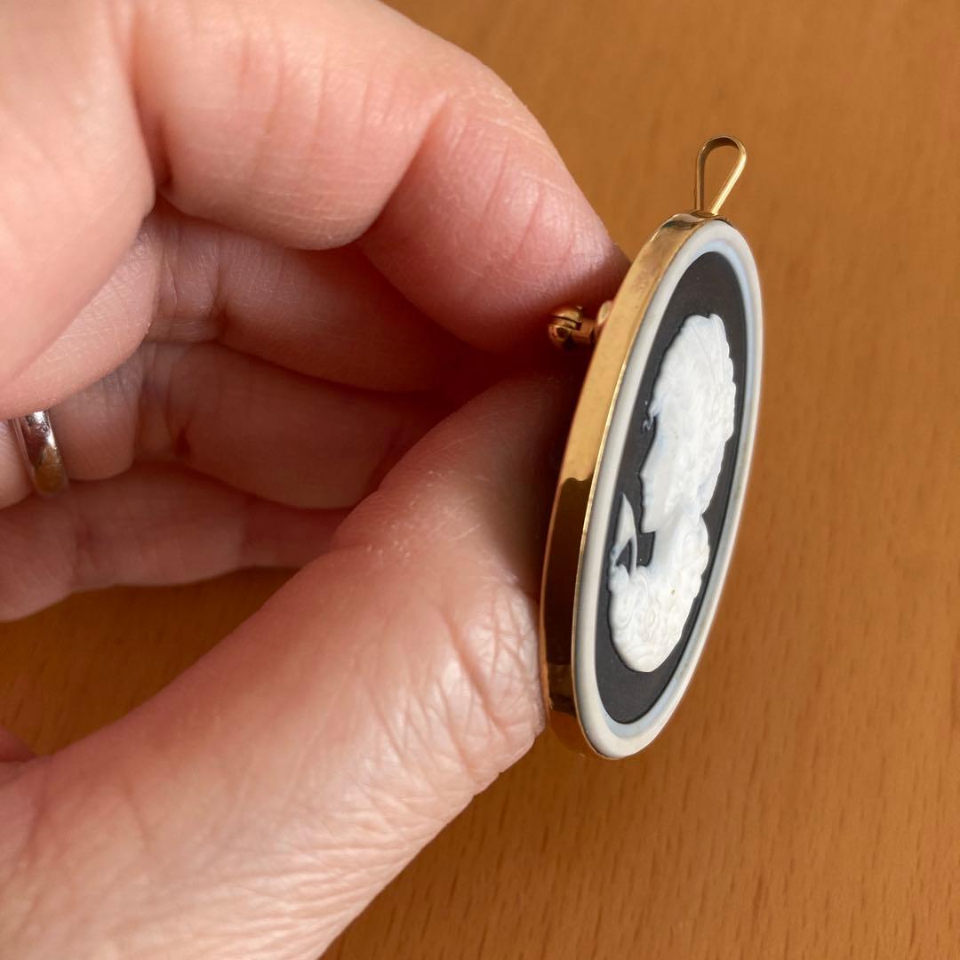 K18 カメオ　少女　ブローチ兼ペンダントトップ