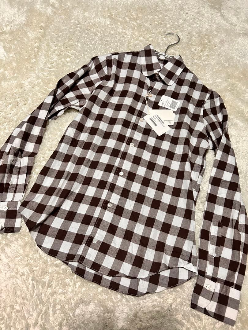 未使用　フィナモレ　ビッグギンガムチェック　ラウンドカラー　フランネル　38