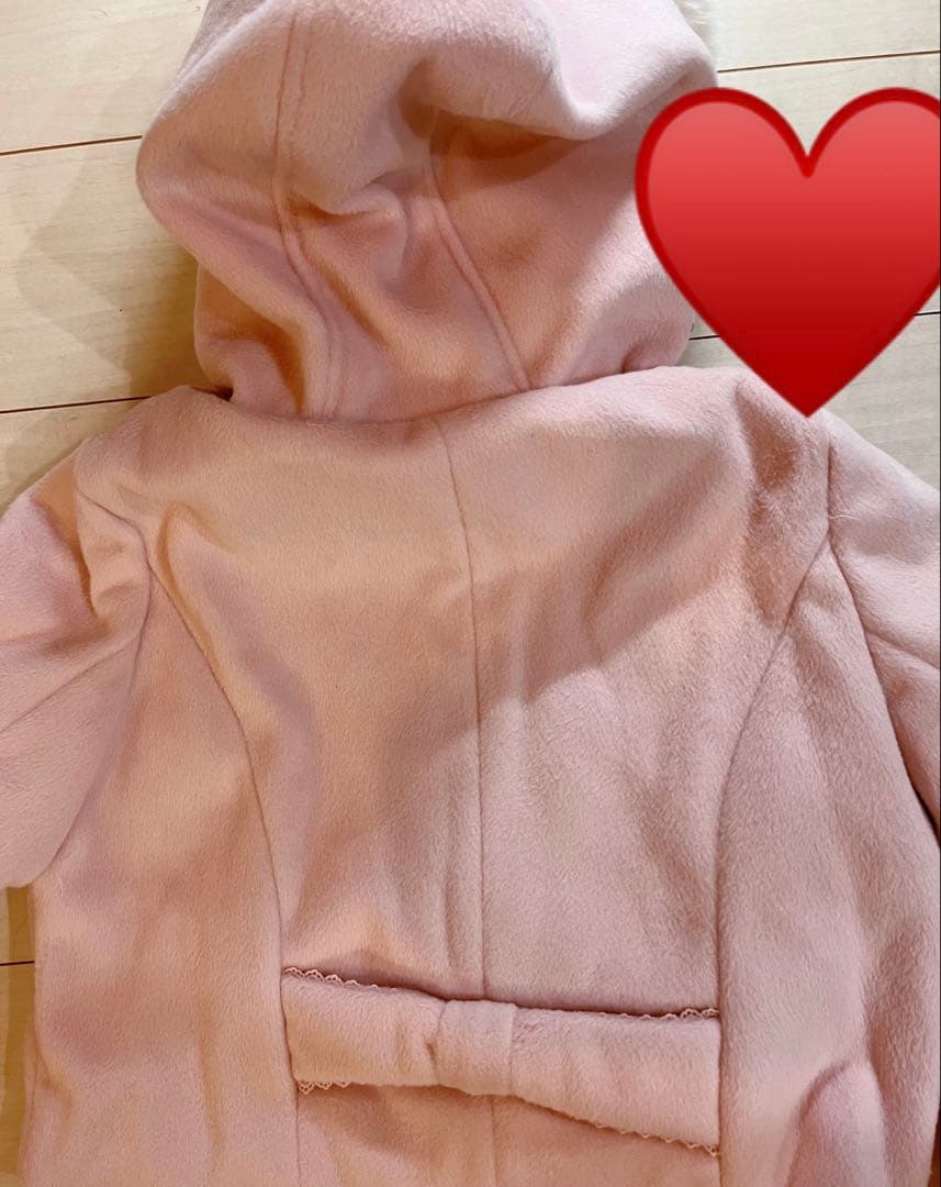 LIZLISAデザイン ビジューリボン付きショートコート フードコート ピンク