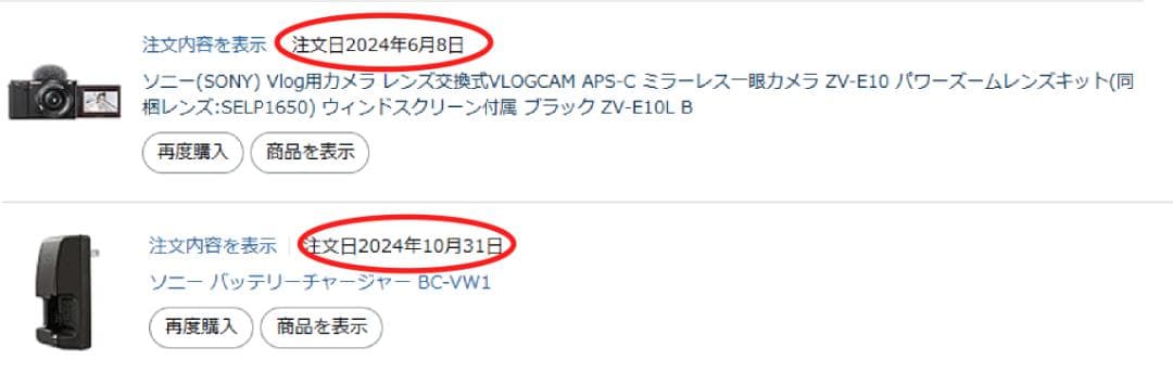 ソニー(SONY)カメラZV-E10と純正バッテリー充電器BC-VW1