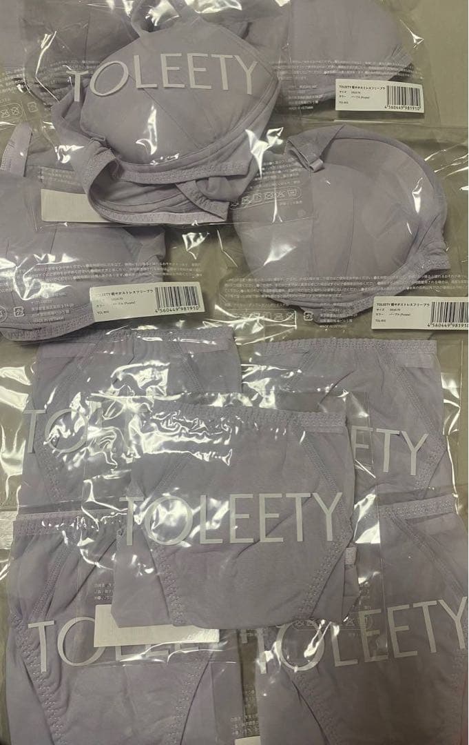 TOLEETY パープル ブラジャーショーツセット DE65-70 M 5セット