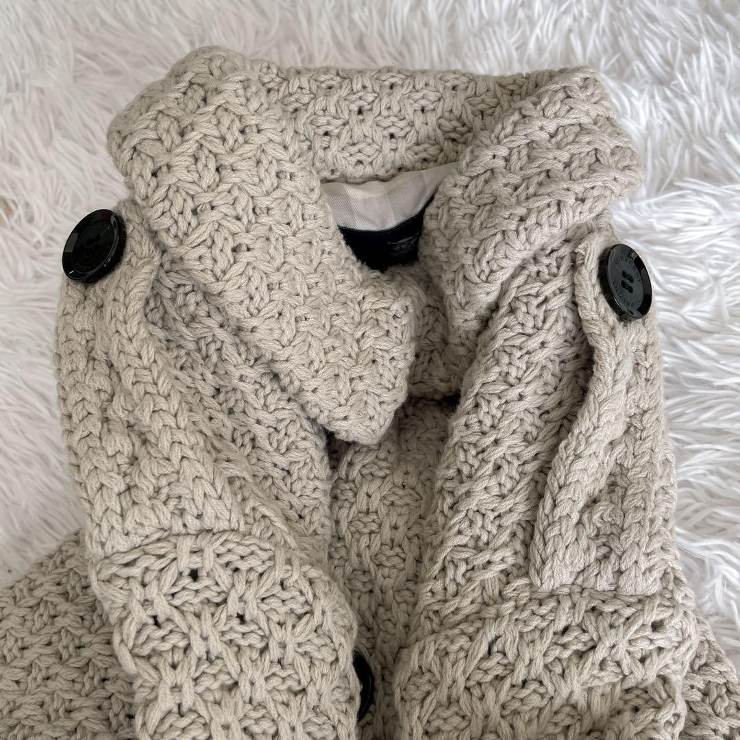 バーバリーロンドン ノバチェック ニットコート ロゴボタン