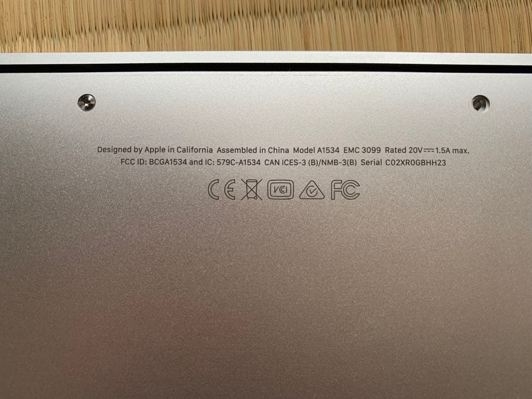 【ジャンク】Apple MacBook 12インチ シルバー（型番A1534）