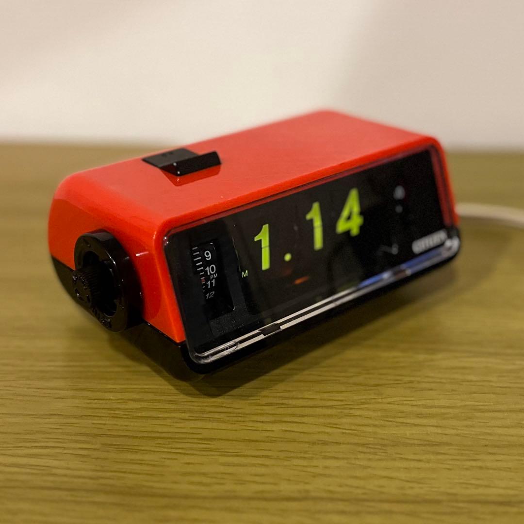 【メンテ済・動作正常】美品！CITIZENパタパタ時計ハイリーフカーチス 赤黒