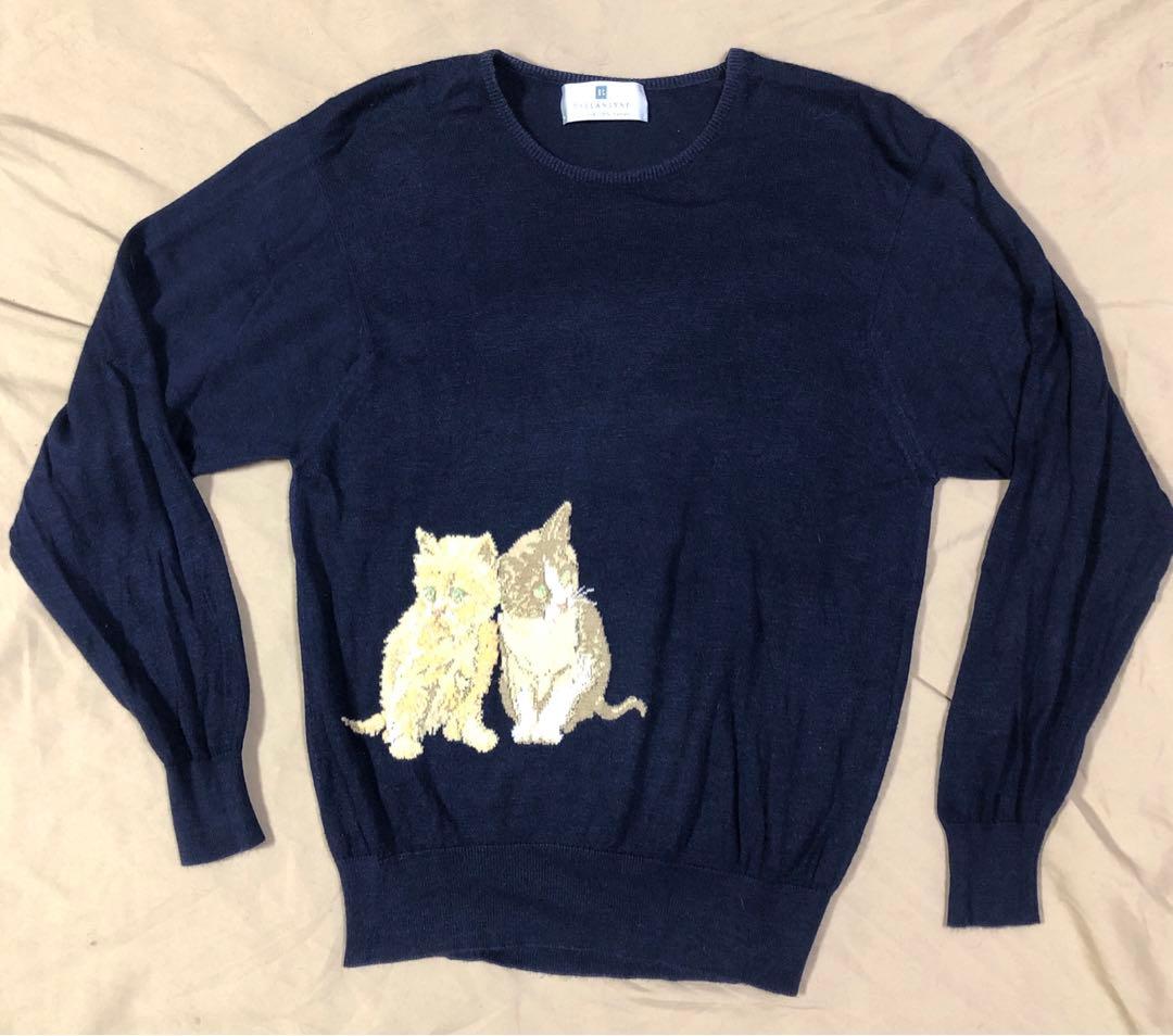 BALLANTYNE シルクコットン　子猫デザイン　ニットセーター