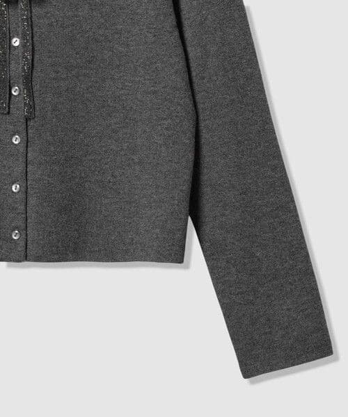 【超貴重！新品◆ANAYI◆《ステップビジューVネックカーディガン（グレー）》】