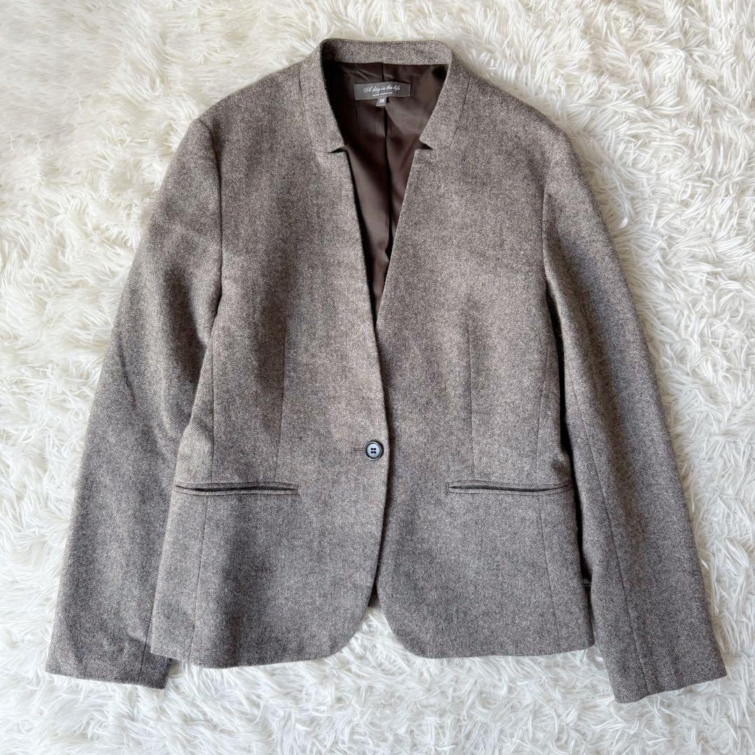 UNITED ARROWSセットアップスーツ グレー ノーカラージャケット 38