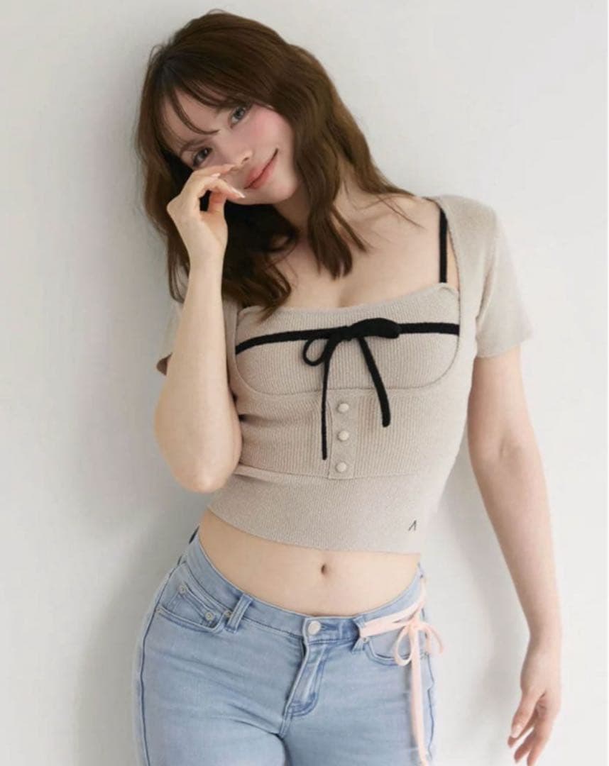 andmary Natalie ribbon set beige 正規品