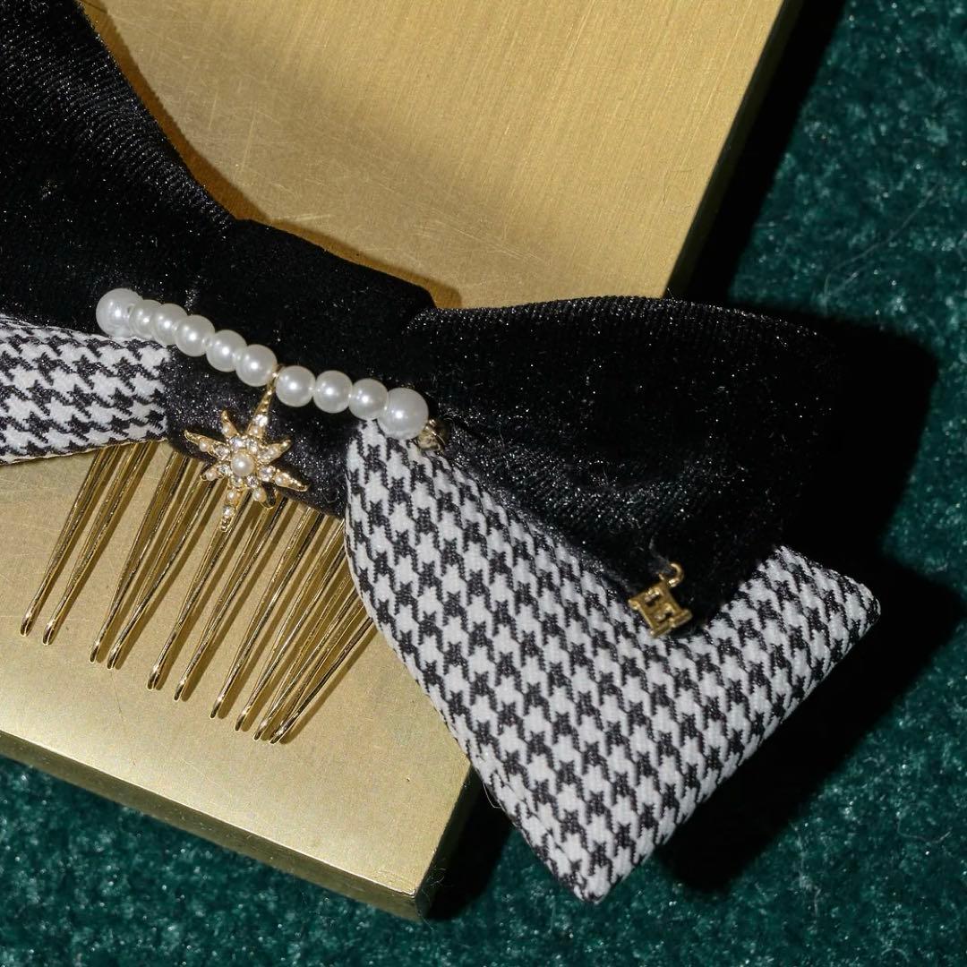 ヘアアクセサリー Herlipto Double Houndstooth Ribbon Comb