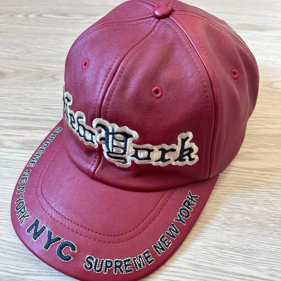 帽子 Supreme New York Leather 6-Panel Red