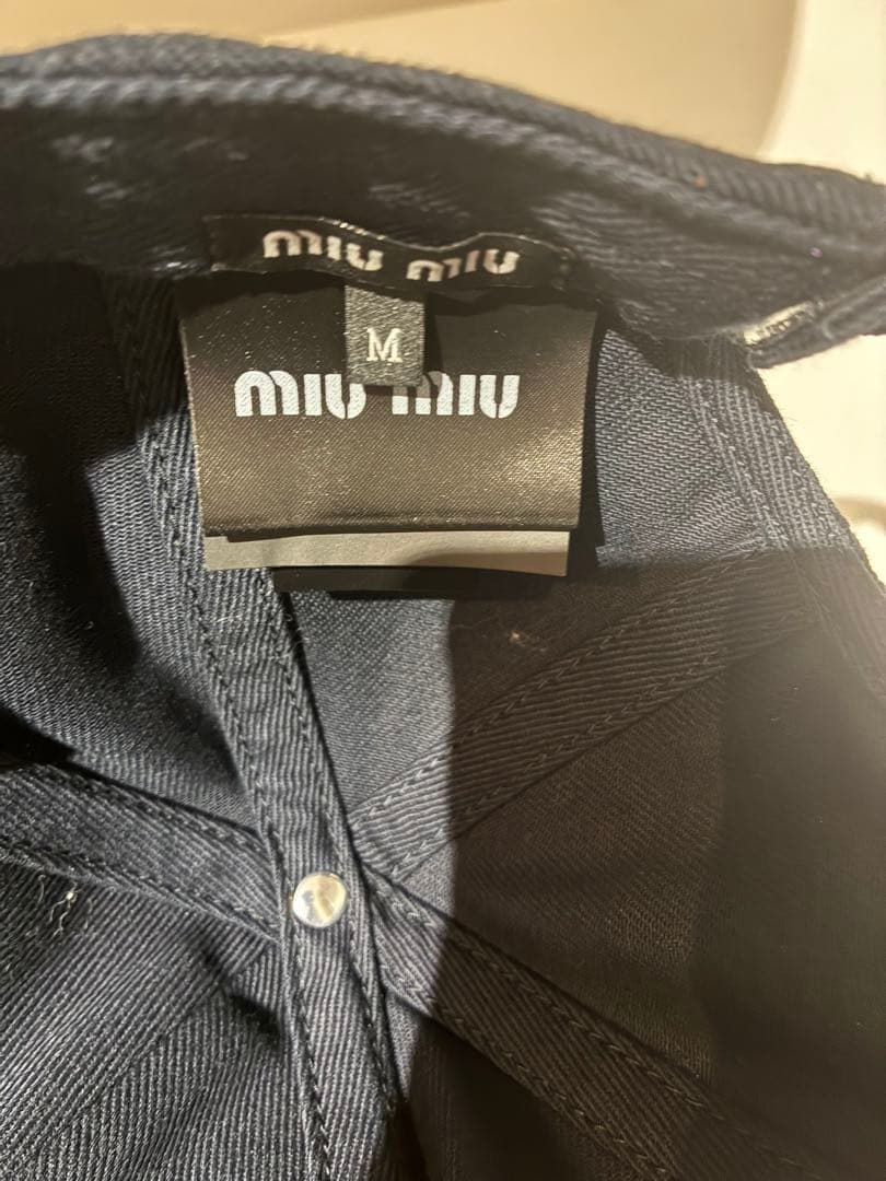 miu miu ネイビー ベースボールキャップ Mサイズ