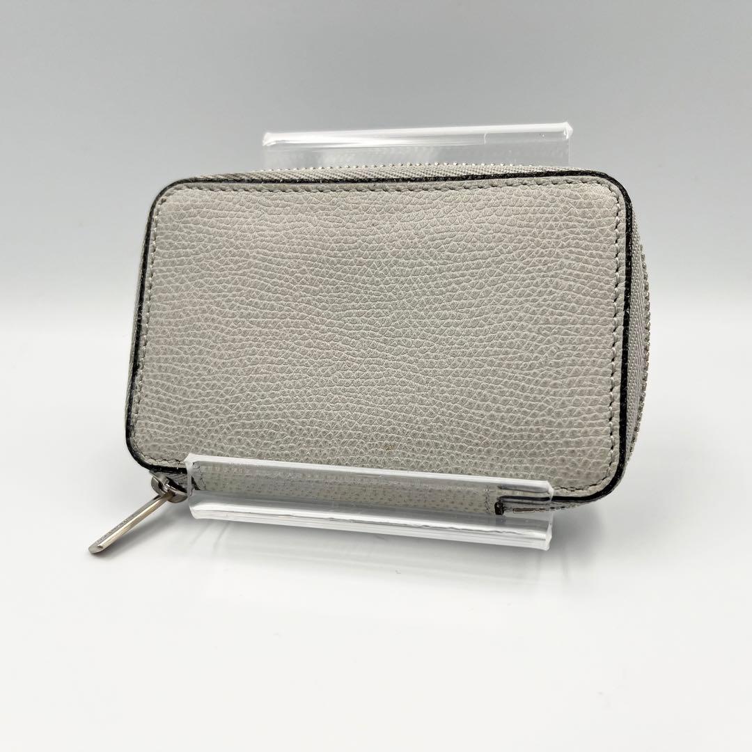 【美品】Valextra ラウンドジップ　ミニウォレット　ケース　グレー