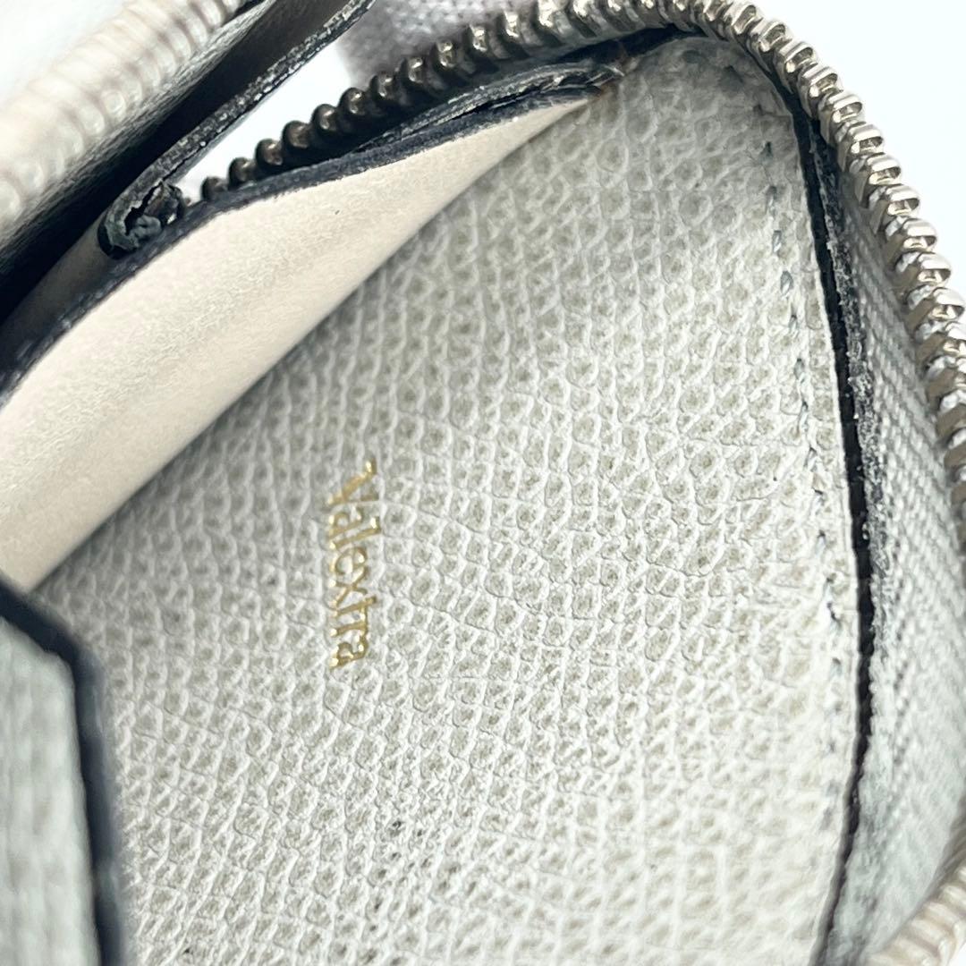 【美品】Valextra ラウンドジップ　ミニウォレット　ケース　グレー