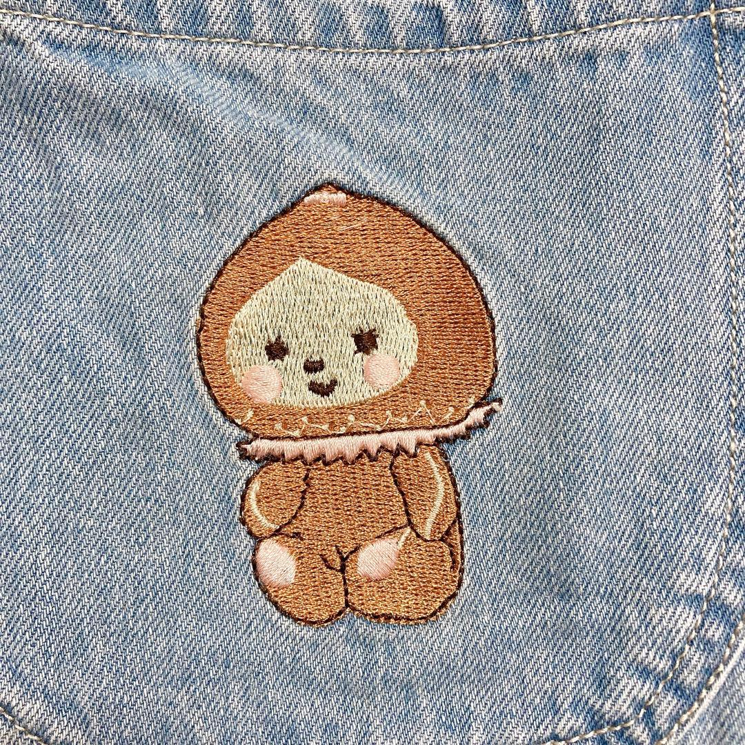 yukiemon　おまもりデニムパンツ　うすめ　M　猫　くま　スイーツ