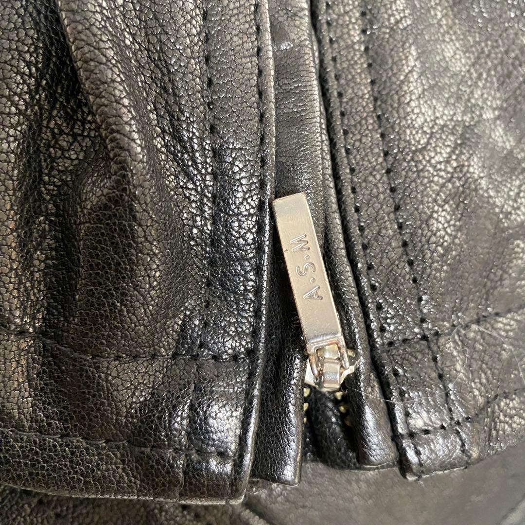 ASM ダブルジップ シングルライダース バイカー 山羊革