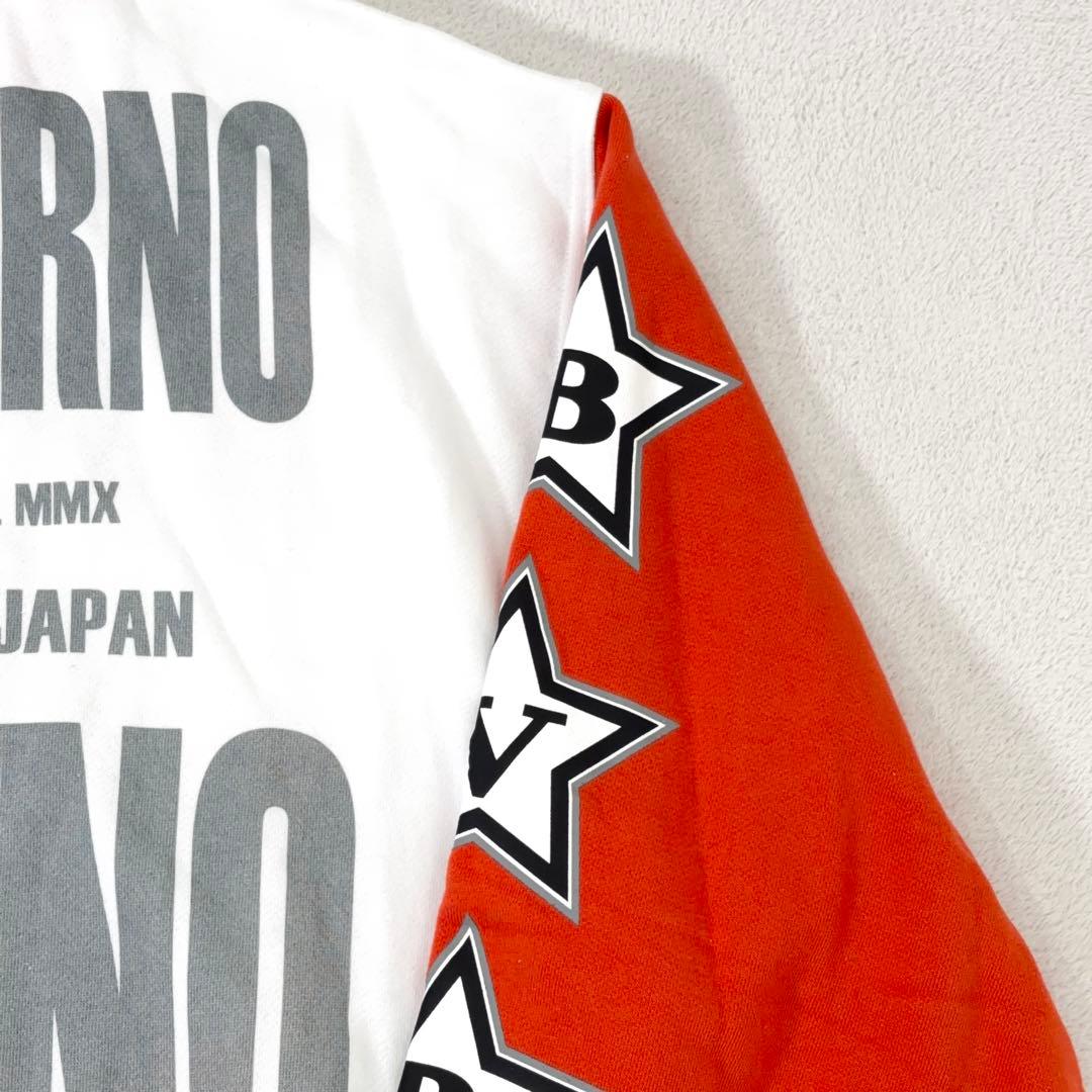 【BARNIVARNO】ハーフジップスウェット 背面ビッグロゴ 袖切替 白 3L