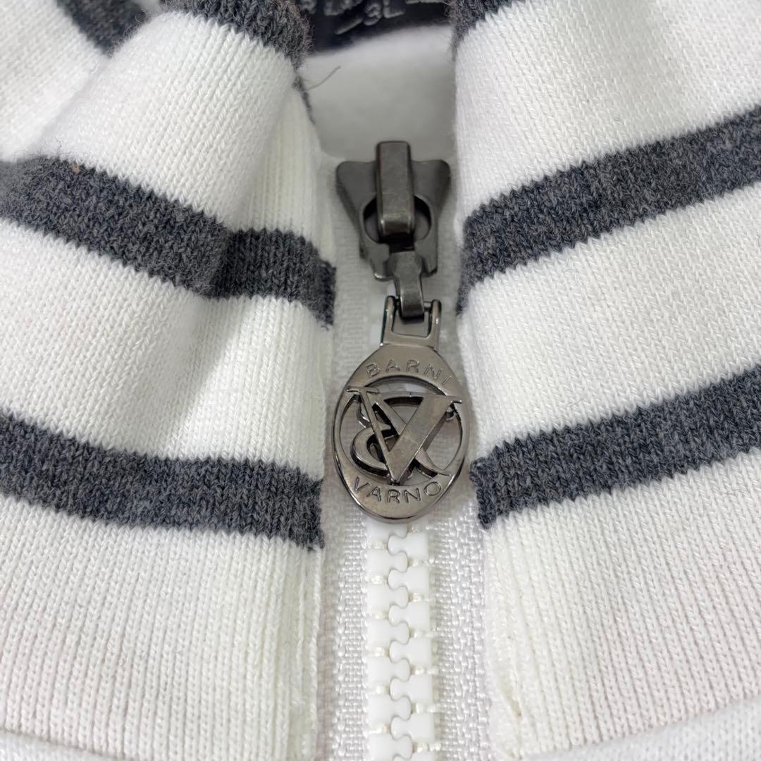 【BARNIVARNO】ハーフジップスウェット 背面ビッグロゴ 袖切替 白 3L