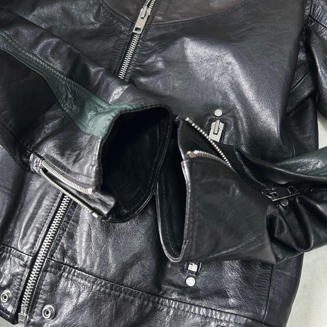 美品ディーゼル レザー シングルライダース ジャケット L レーシング 革ジャン