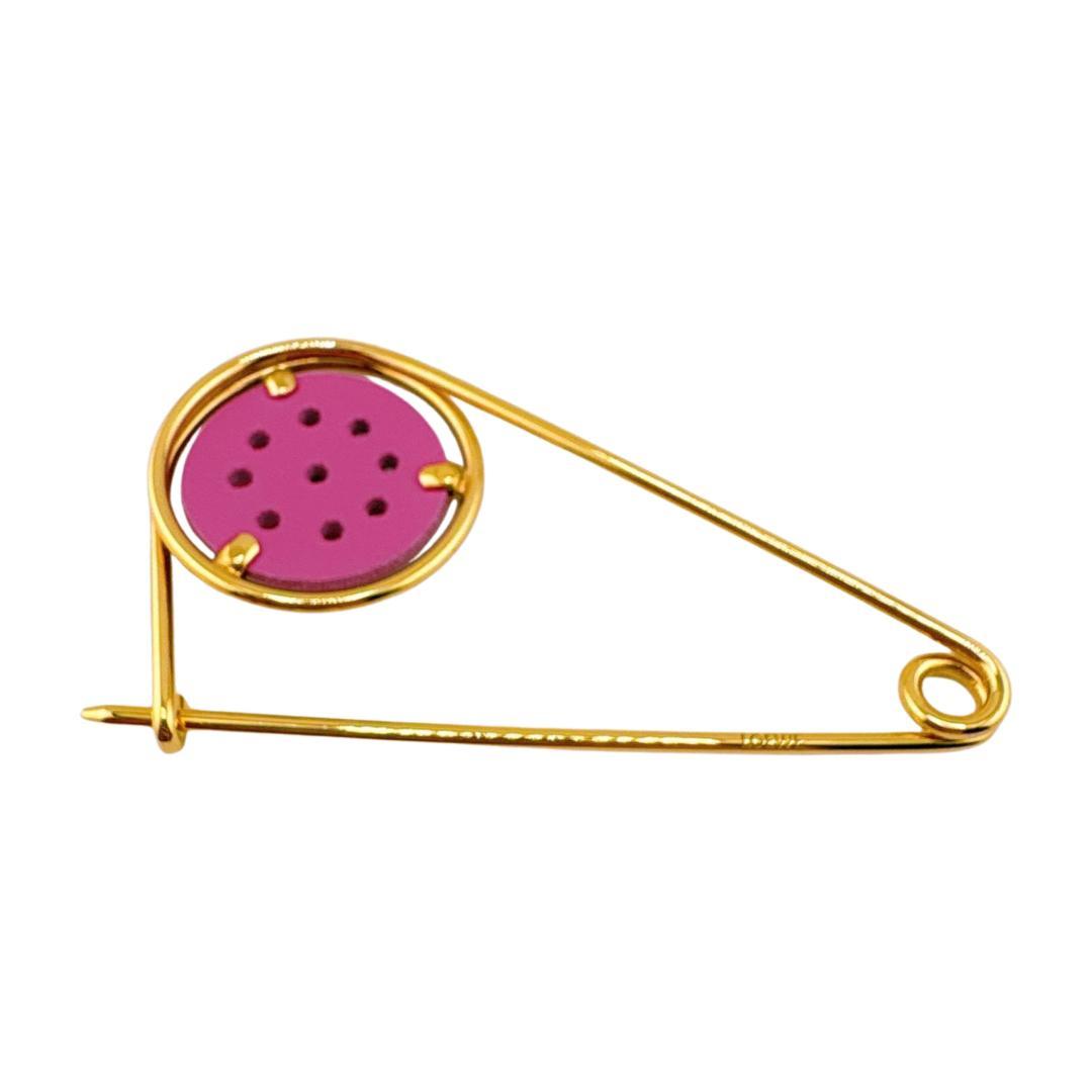 ロエベ LOEWE GP メカノピン チャーム ゴールド　ピンク 安全ピン