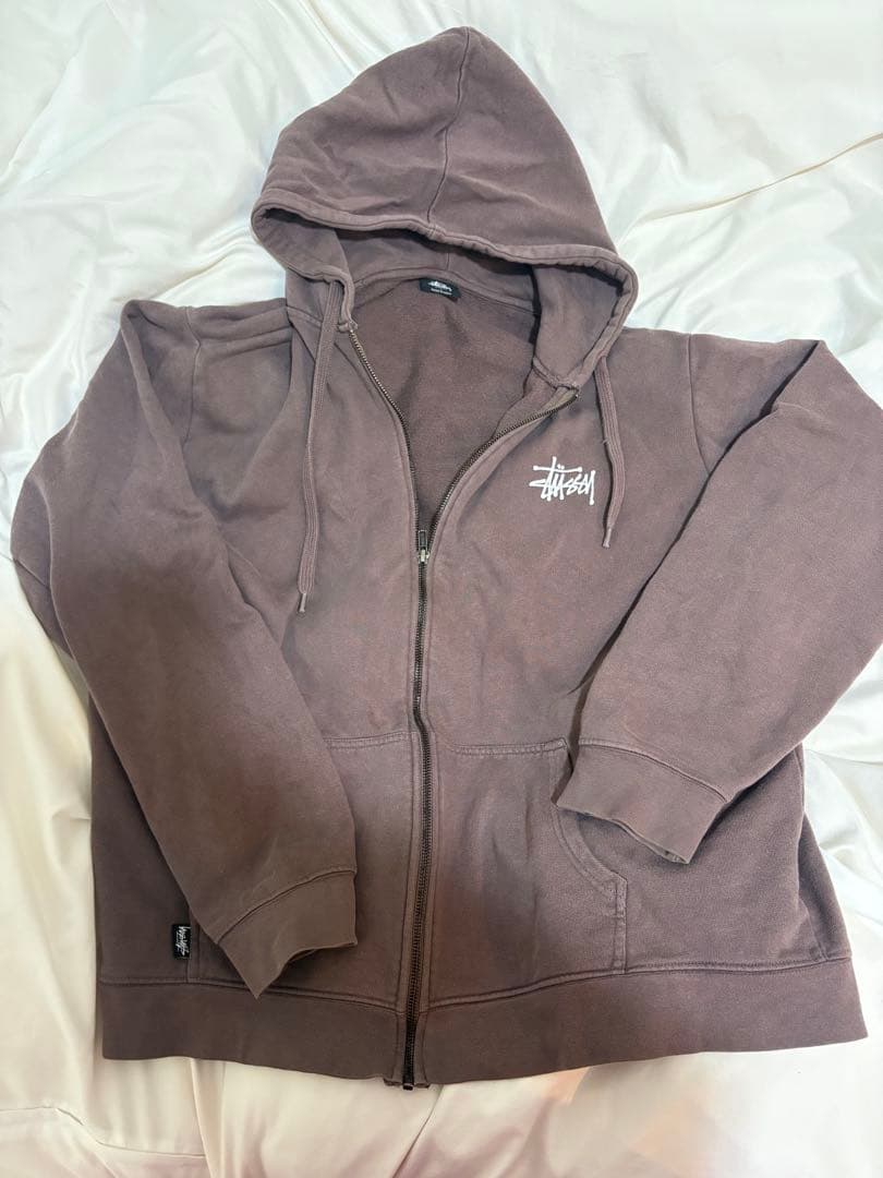 Stussy ブラウン ジップアップパーカー
