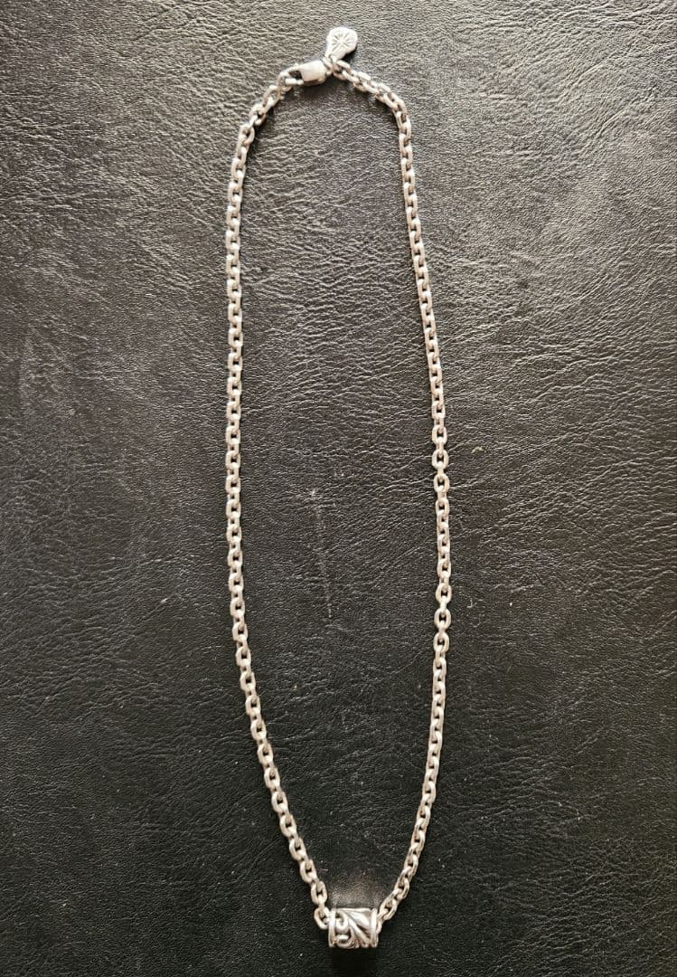 美品　SAAD サード 太角 4mm あずきチェーン オープンワークネックレス