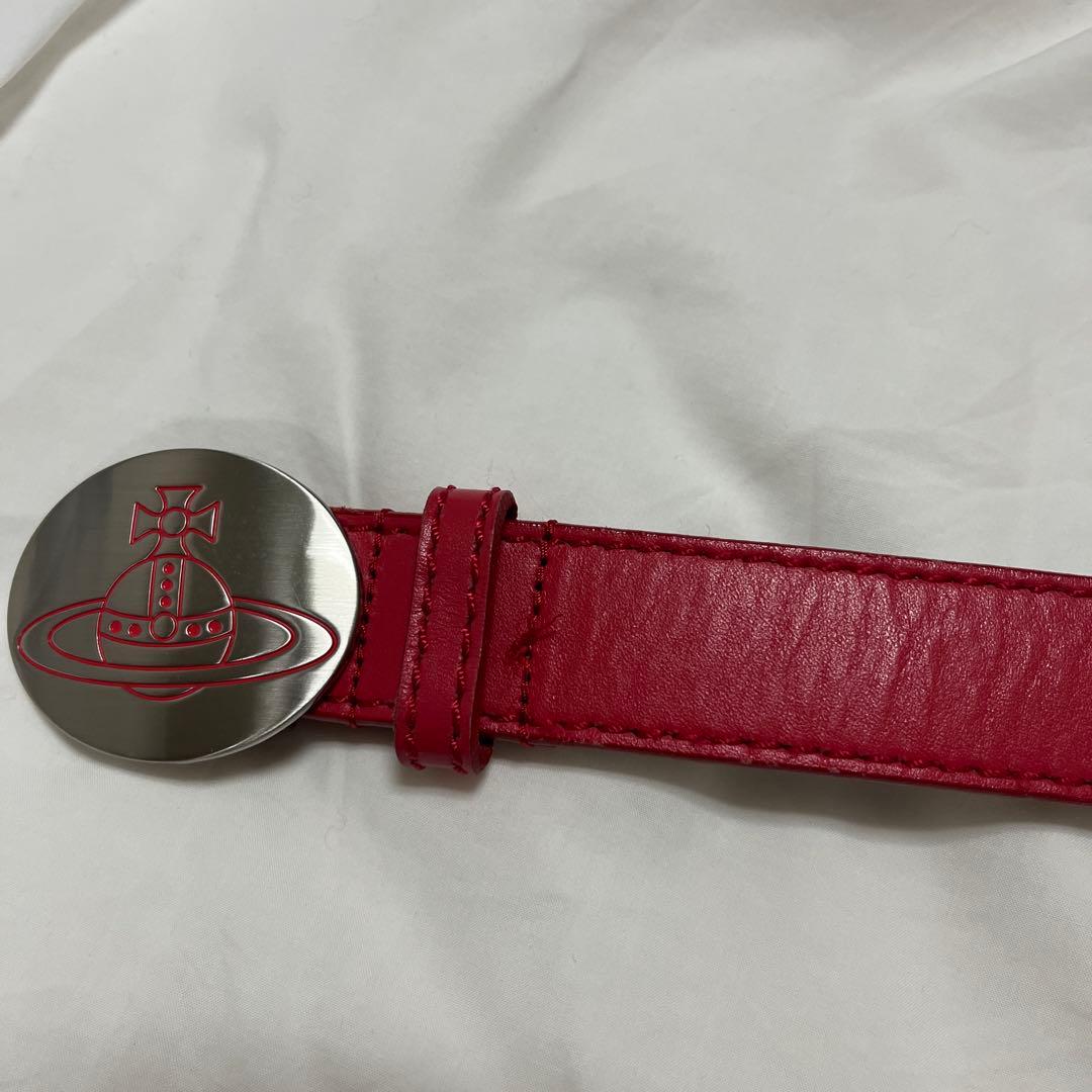 vivienne Westwoodバックル　ベルト　シルバー　レッド　レザー