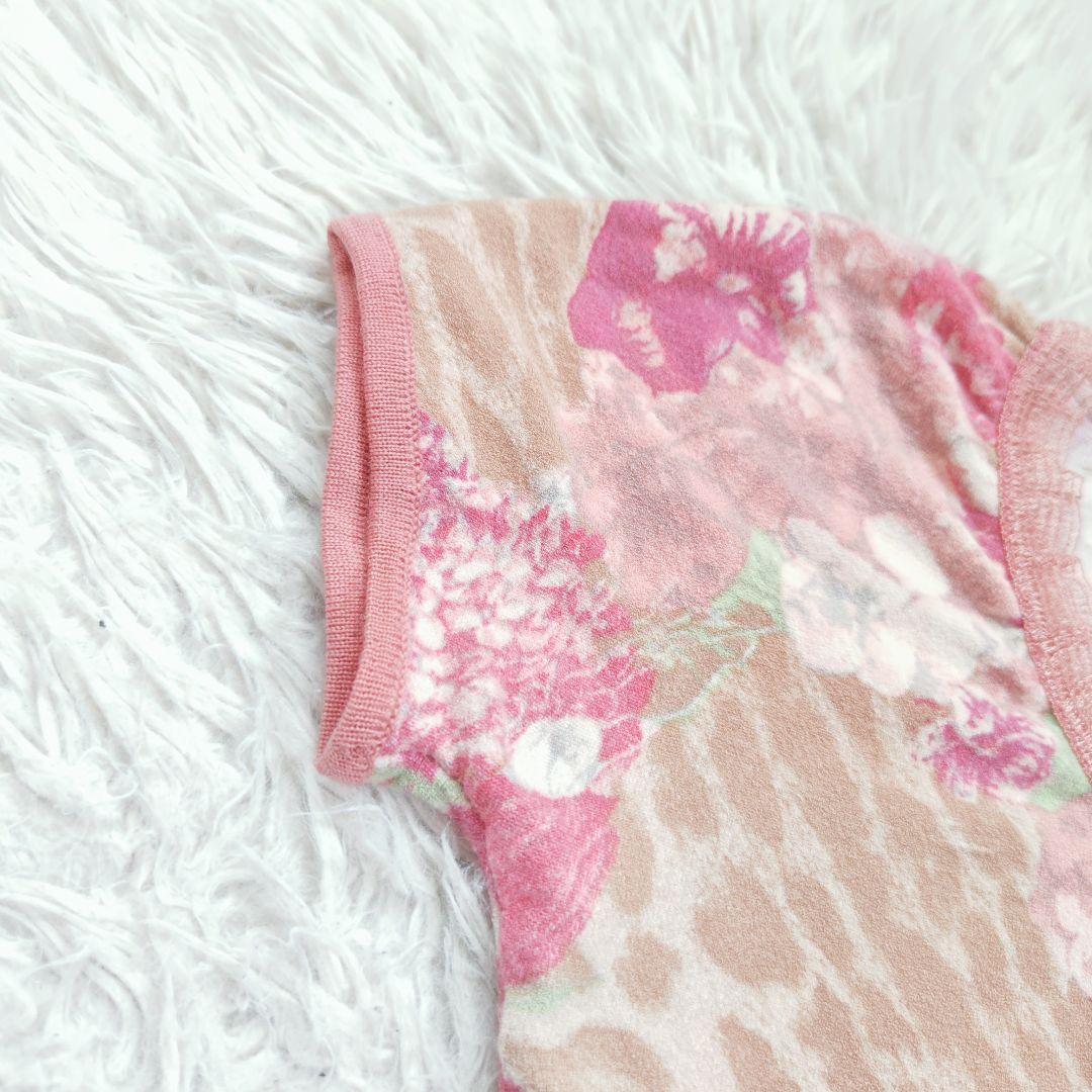 【ブルマリン】アンナモリナーリ花柄アンサンブル レース 薔薇 ピンクカーディガン