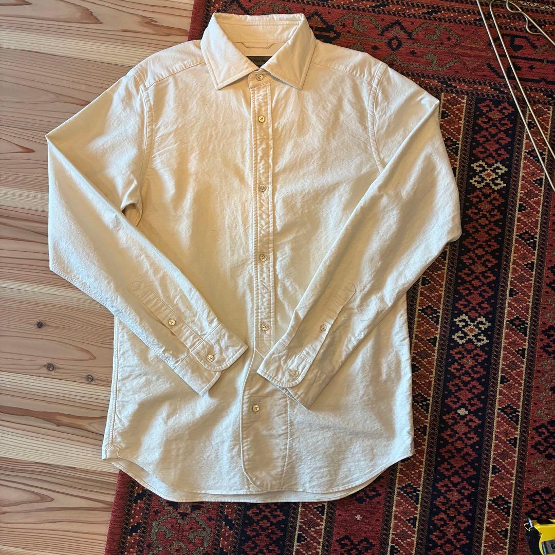 ナイジェルケーボン　ブリティッシュオフィサーズシャツ　アイボリー48