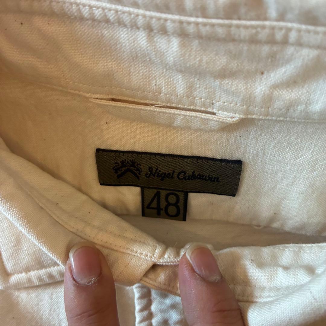 ナイジェルケーボン　ブリティッシュオフィサーズシャツ　アイボリー48