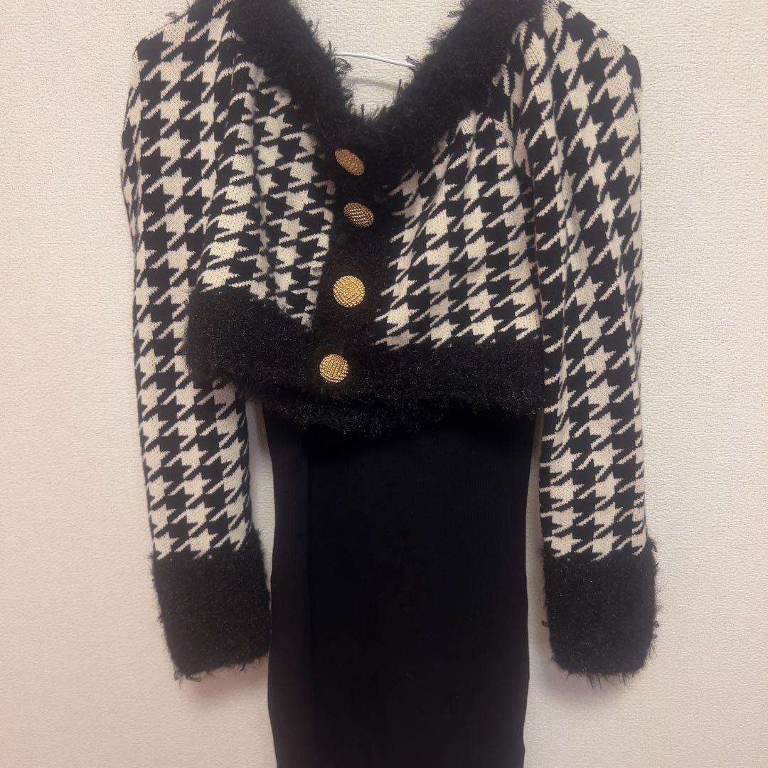 RESEXXY ハウンドトゥースアンサンブルミニワンピース