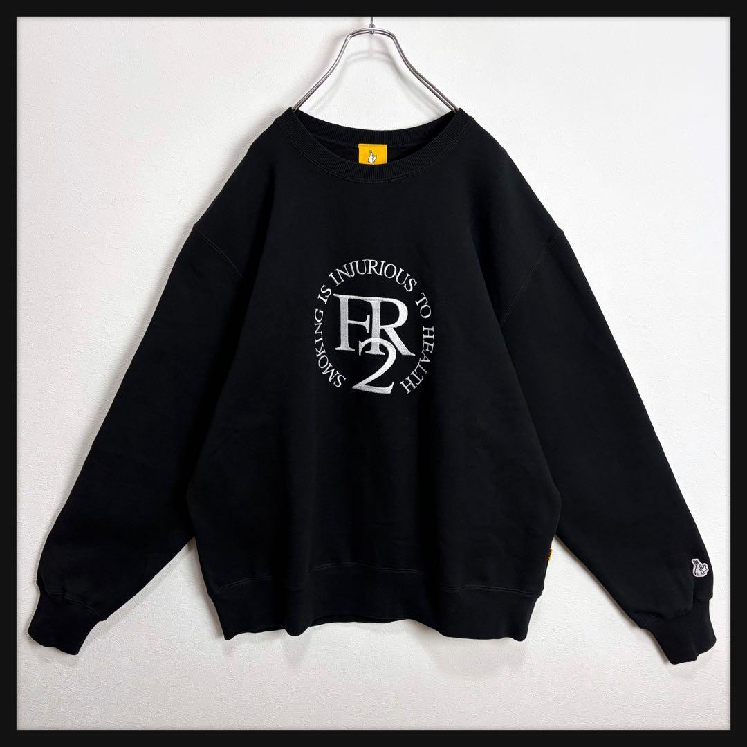 【希少XL】FR2★ビッグ刺繍ロゴ スウェット ブラック 即完売デザイン 美品