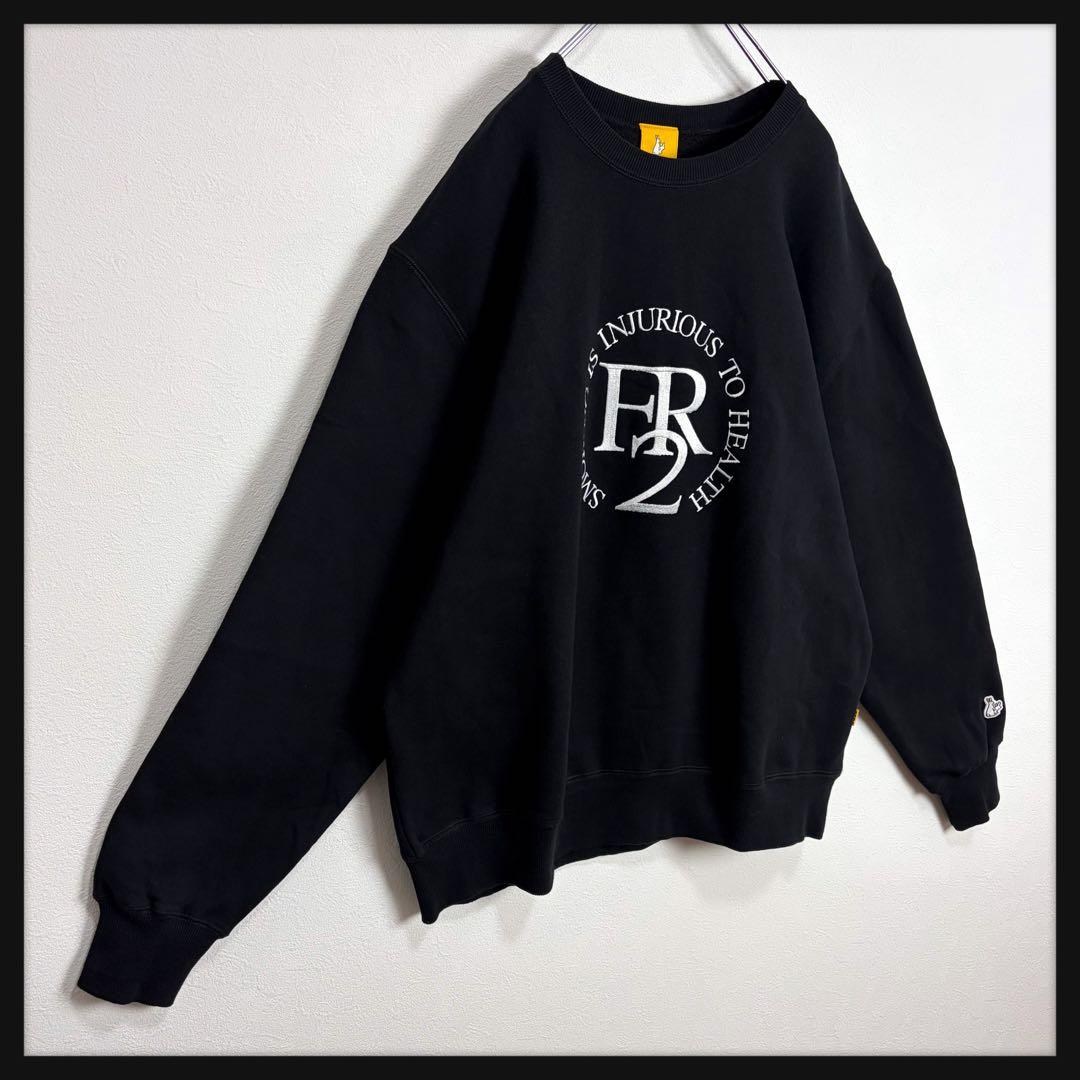【希少XL】FR2★ビッグ刺繍ロゴ スウェット ブラック 即完売デザイン 美品