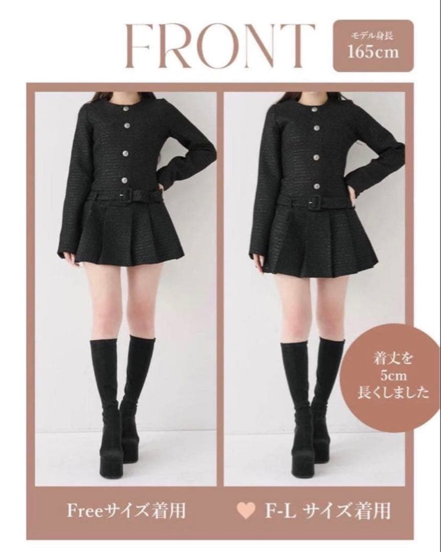 Darich ボックスプリーツツイードミニワンピース FLサイズ