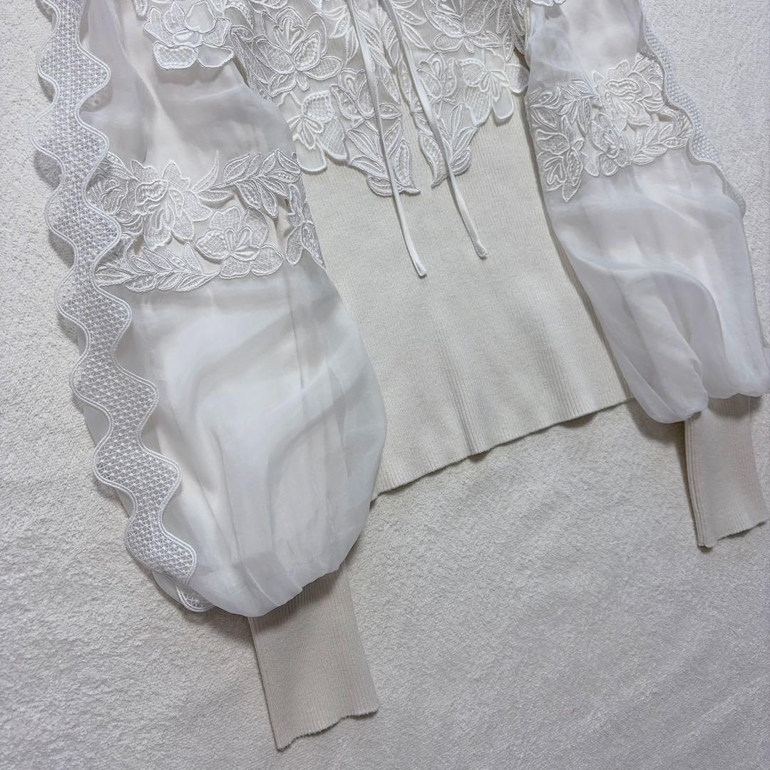 美品 SNIDEL スナイデル レースカラーニットプルオーバー