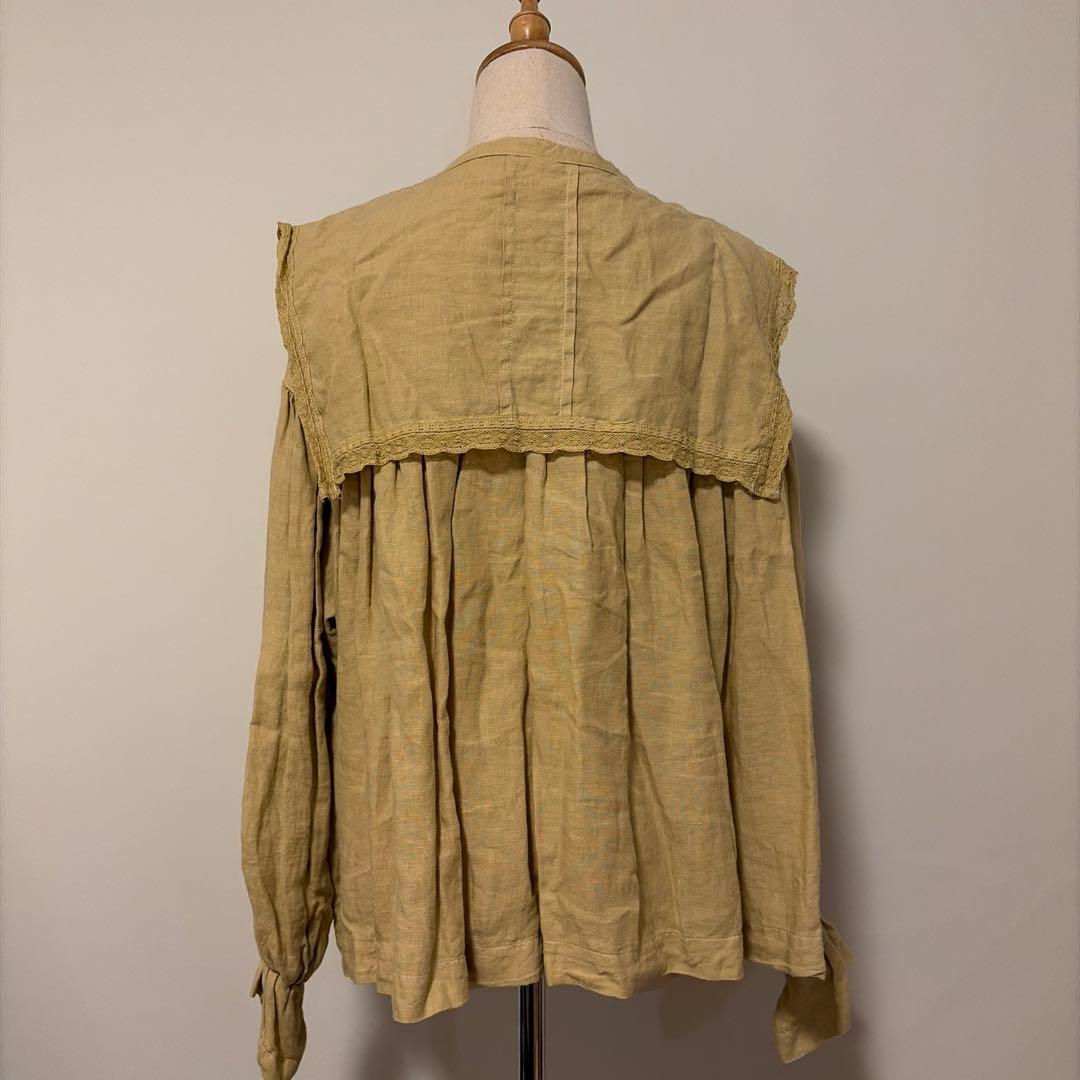 nest Robeリネン天然染めスクエアカラーブラウス 2023AW シナモン染