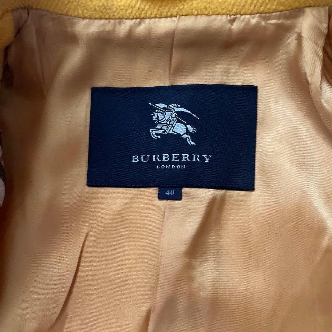 バーバリー厚手の黄色ダブルハーフコート