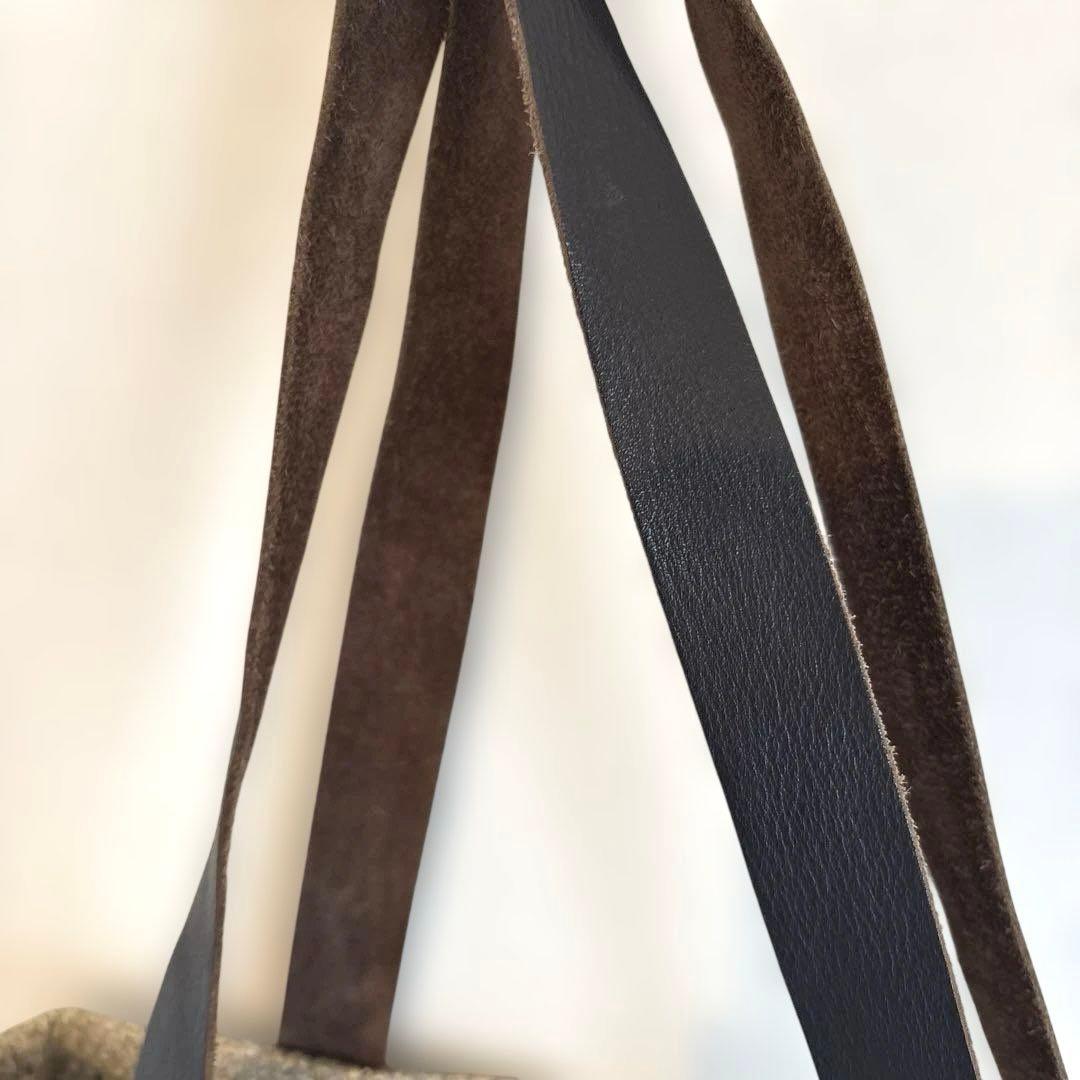 IL BISONTEイルビゾンテ ウール本革 チェックトートバッグ ベージュ