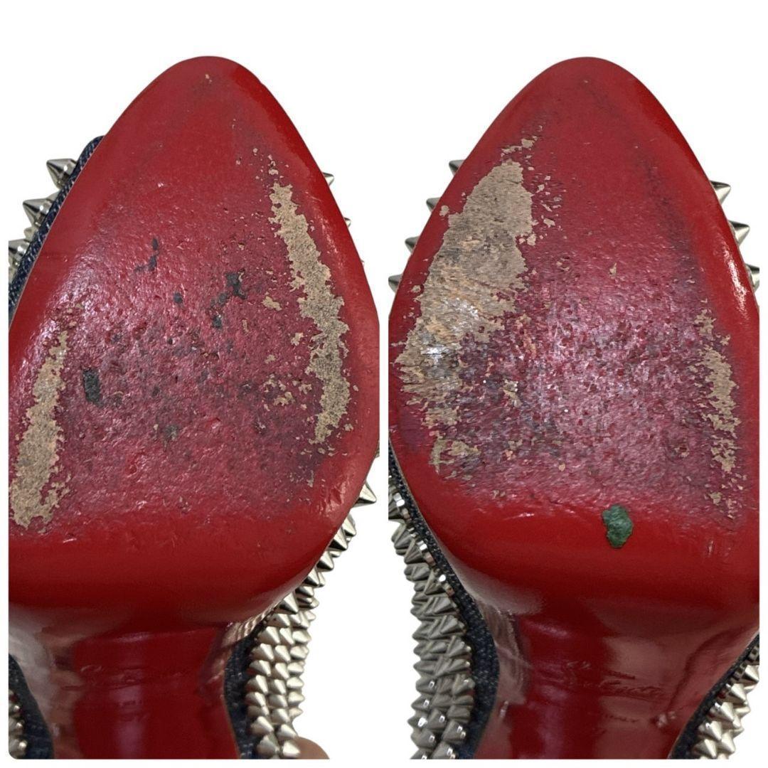 極美品★クリスチャンルブタン パンプス ハイヒール スタッズ オープントゥ 37