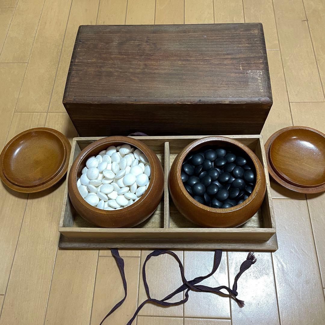 囲碁 碁石 蛤 那智黒石 36号 10mm超 碁笥付 ハマグリ