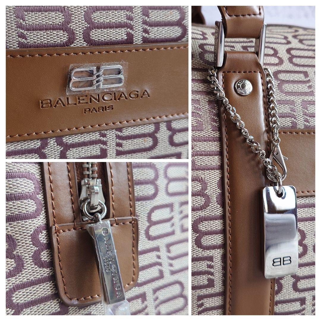 バレンシアガ ボストンバッグ BBロゴ シルバーチャーム ユニセックス ブラウン