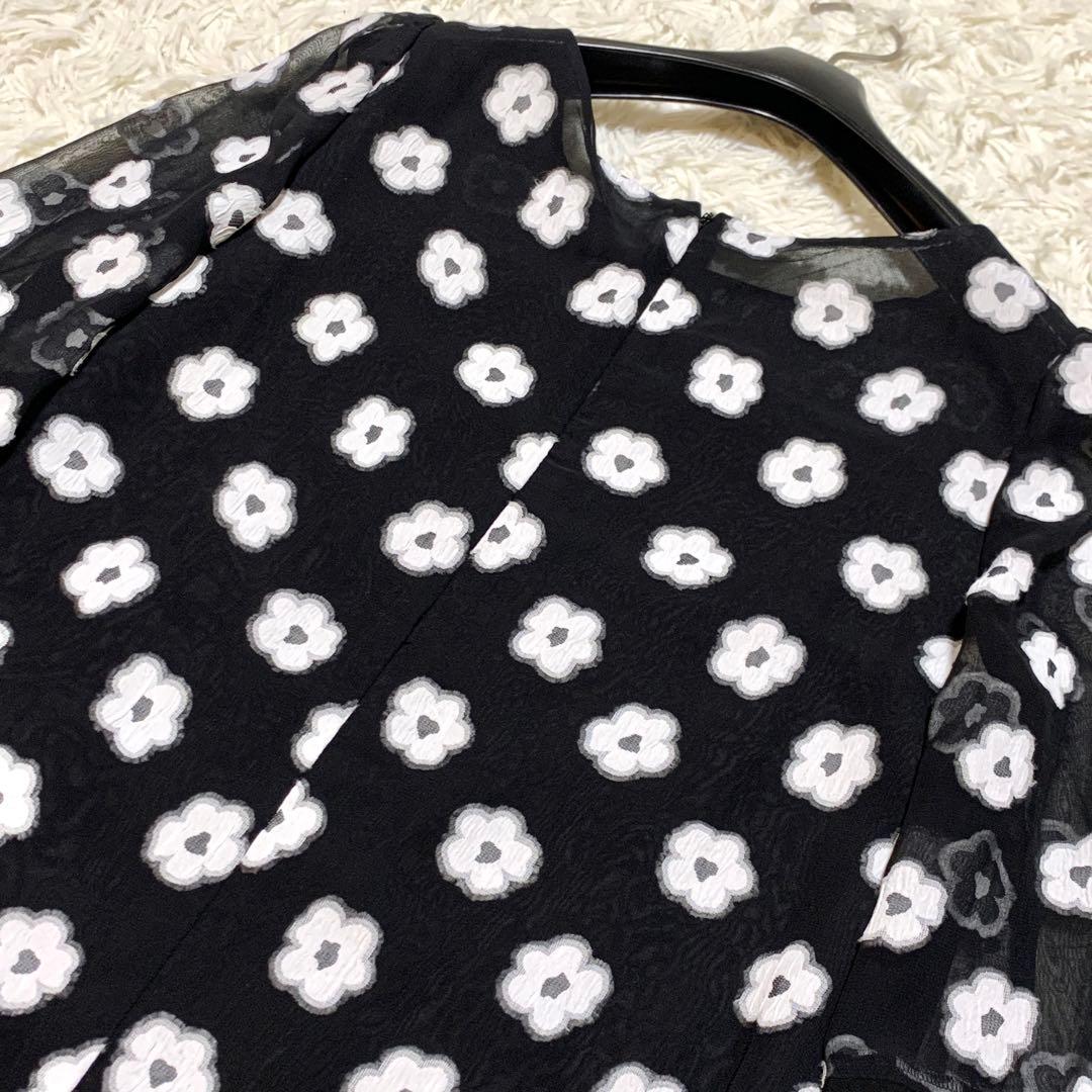 美品✨エムズグレイシー フラワー刺繍 ワンピース ドレス シアー リボン 40