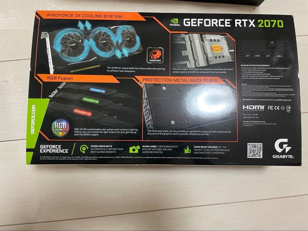 グラフィックボード・グラボ・ビデオカード GIGABYTE GEFORCE RTX2070 8GB