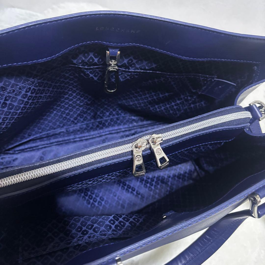 【極希少】ロンシャン オノレ2wayレザー ショルダーバッグ ハンド ネイビー