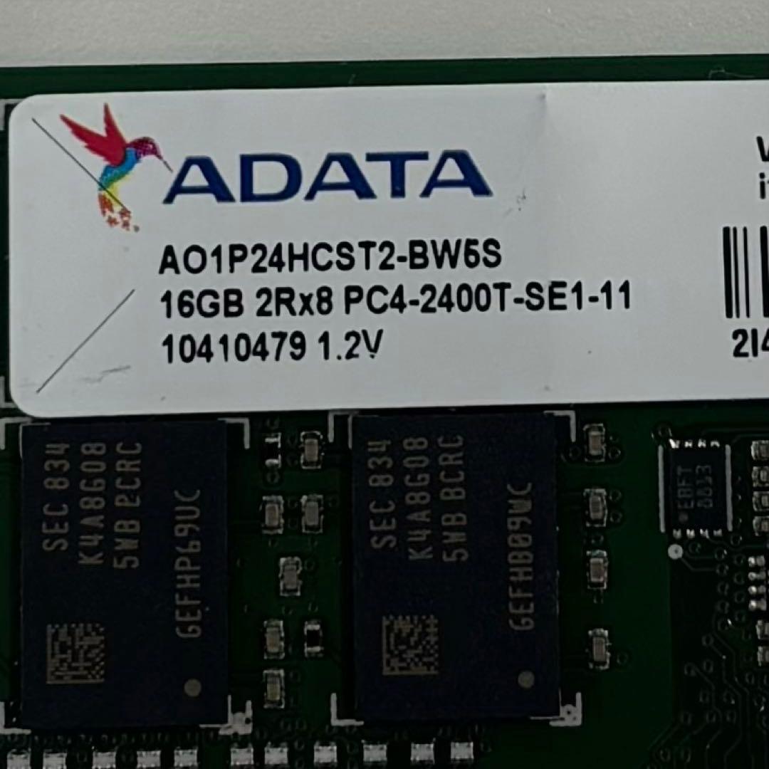 計32GB. ADATA 16GB DDR4 2400MHz メモリx2