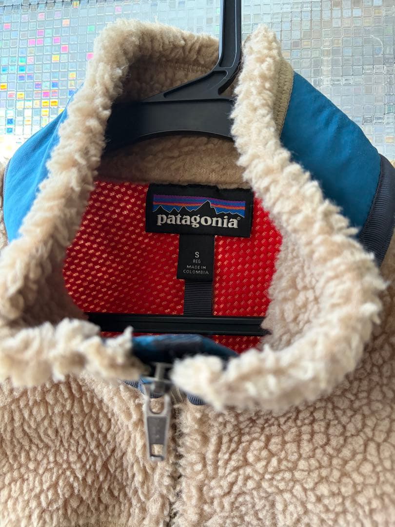 【極美品】レトロx パタゴニア フリース ベスト S ベージュ/青ブルー
