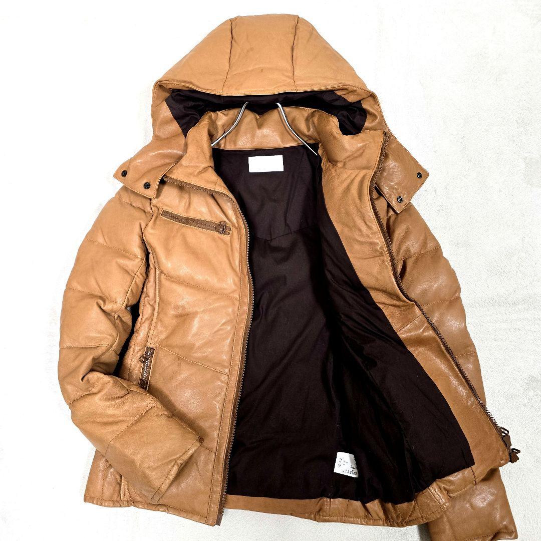 エーゼイバイジュンハシモト レザー ダウンジャケット 羊革 2way キャメルM
